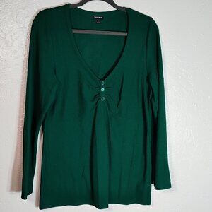 Torrid Forest Green Waffle Knit Long Sleeve Blouse – Plus Size 2